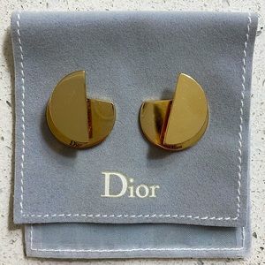 Dior Gold Half Moon Post Earrings